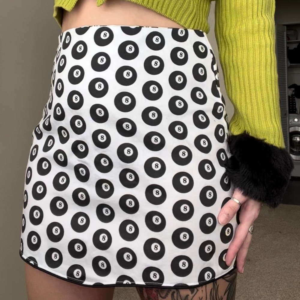 8 ball print skirt